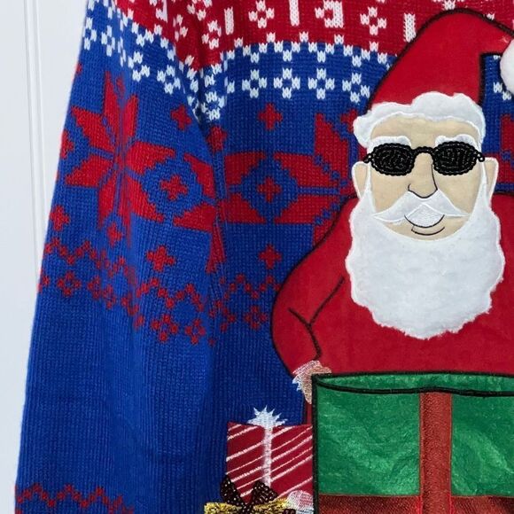 Jolly Sweaters Santa Sweater Women’s Medium Red Green Blue Holiday Ugly Sweater - Picture 3 of 13